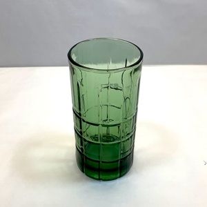 Anchor Hocking Olive Green Tartan Glass Vase